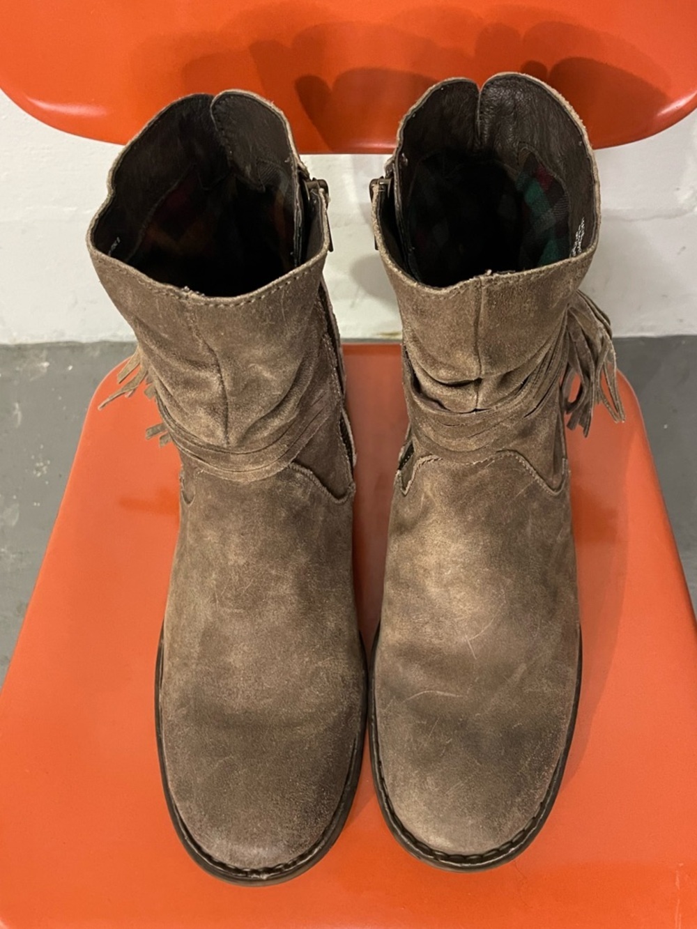 Born Brown Suede Tassel Ankle Booties - Picture 3 of 5
